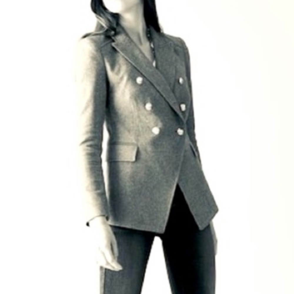 White House Black Market Heathered Gray Military Studio Blazer